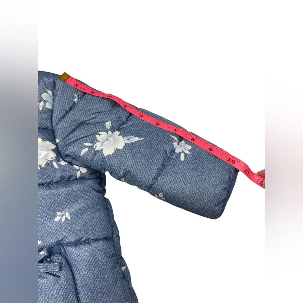 Wippette Blue with Floral Print Puffer Coat. Size 18M